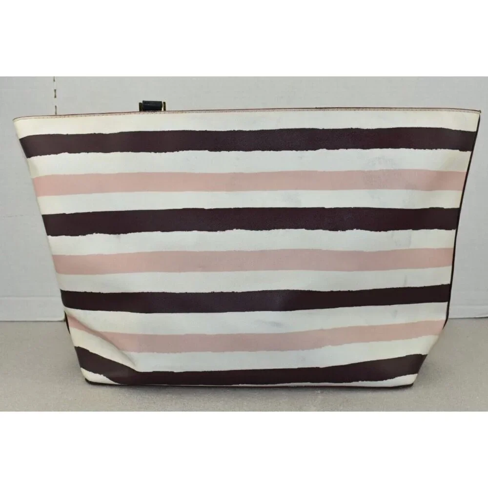 Kate Spade Women Grant Street Jules Grainy Striped Vinyl Shoulder Bag Beach Tote - Picture 3 of 16